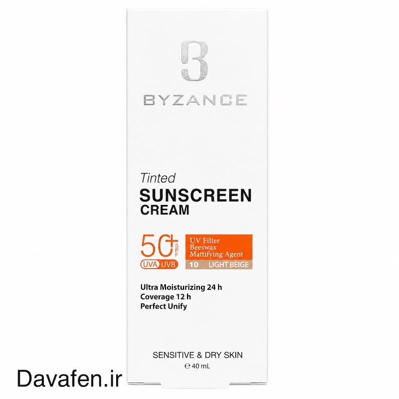 کرم ضدآفتاب رنگیSPF50 پوست خشک و حساس بیزانس