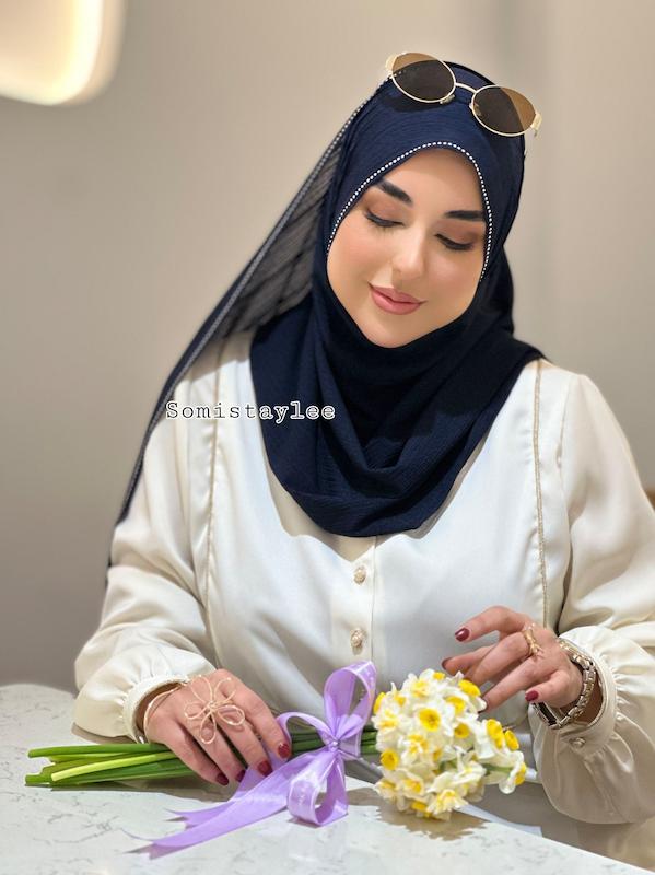 شال کشی کریشه سورمه ای تیره