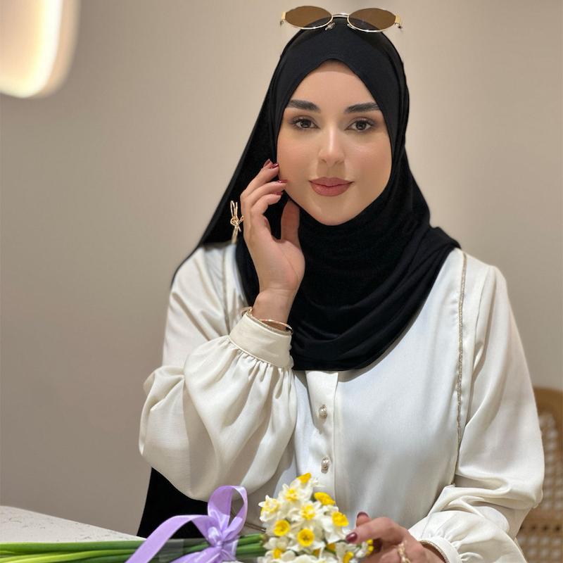 شال کشی کویتی(نخ پنبه)مشکی | شال كويتي مطاطي (قطن) وردي باستيل