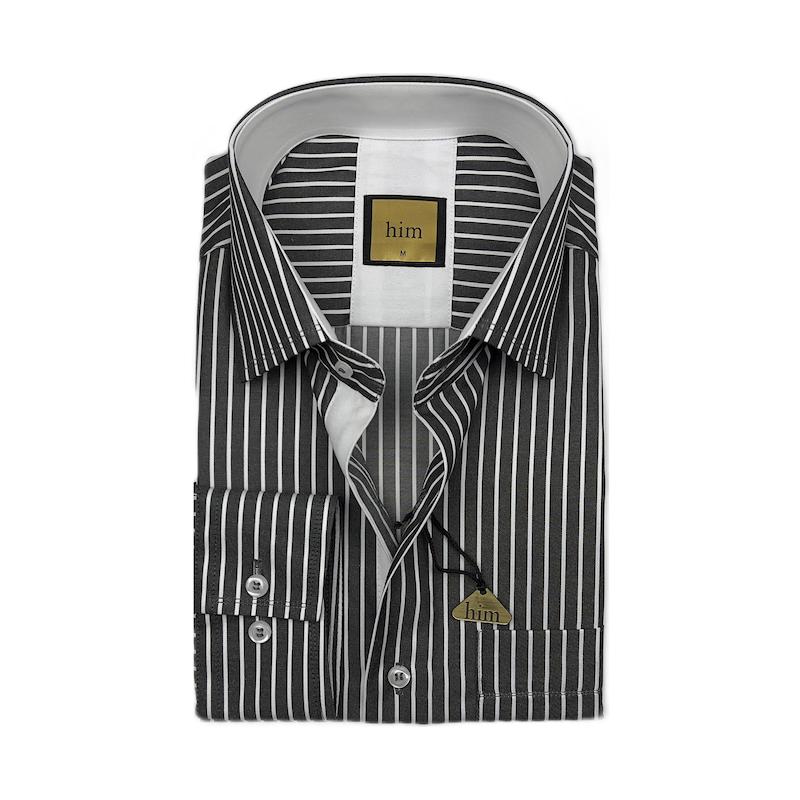 پیراهن مردانه ذغالی راه سفید