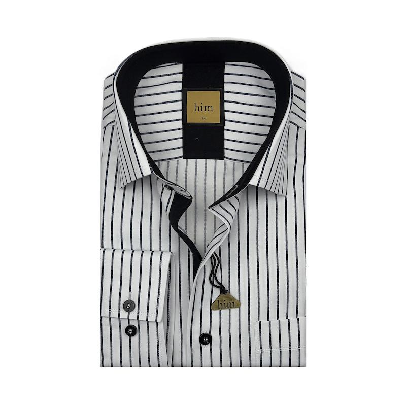 پیراهن مردانه سفید راه ذغالی