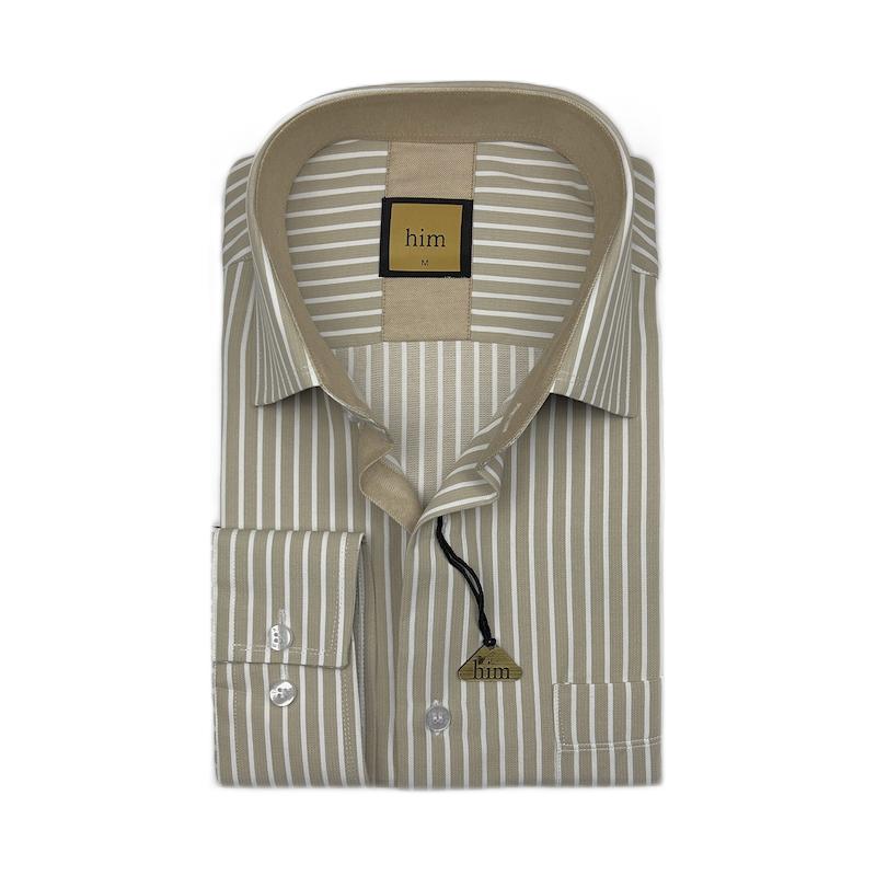 پیراهن مردانه کرم راه سفید