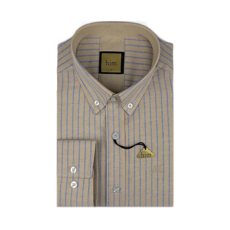 پیراهن مردانه بافت‌دار بیسکویتی راه آبی