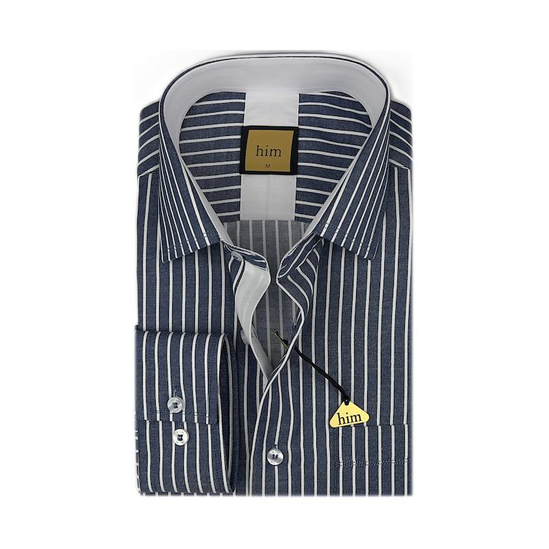 پیراهن مردانه سرمه‌ای راه سفید