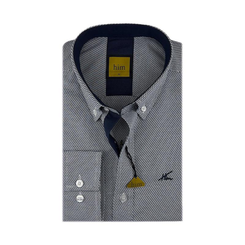 پیراهن طرح دار پیِر سرمه‌ای