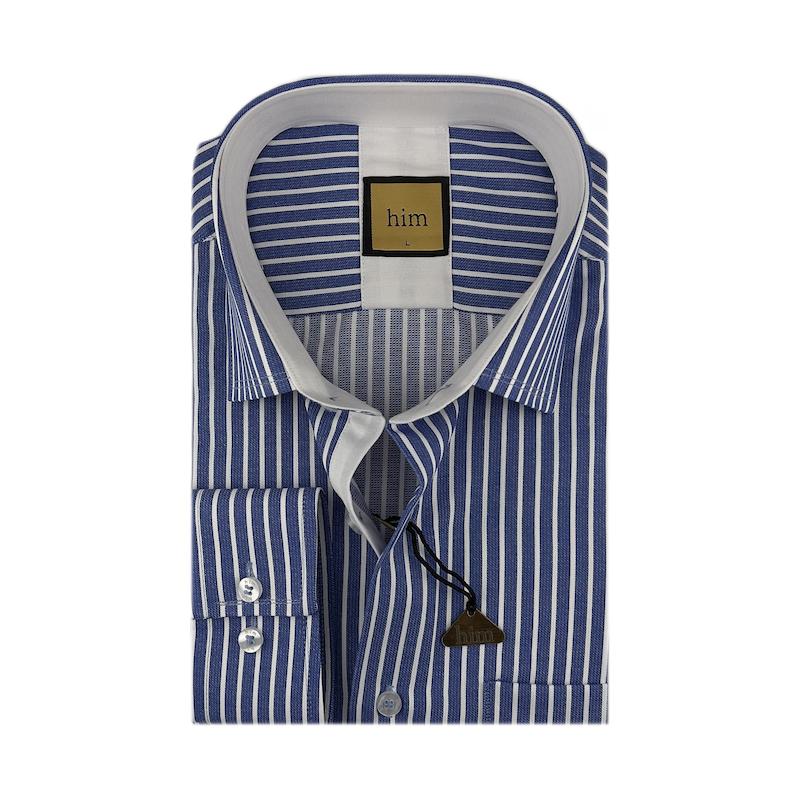 پیراهن مردانه آبی روشن راه سفید