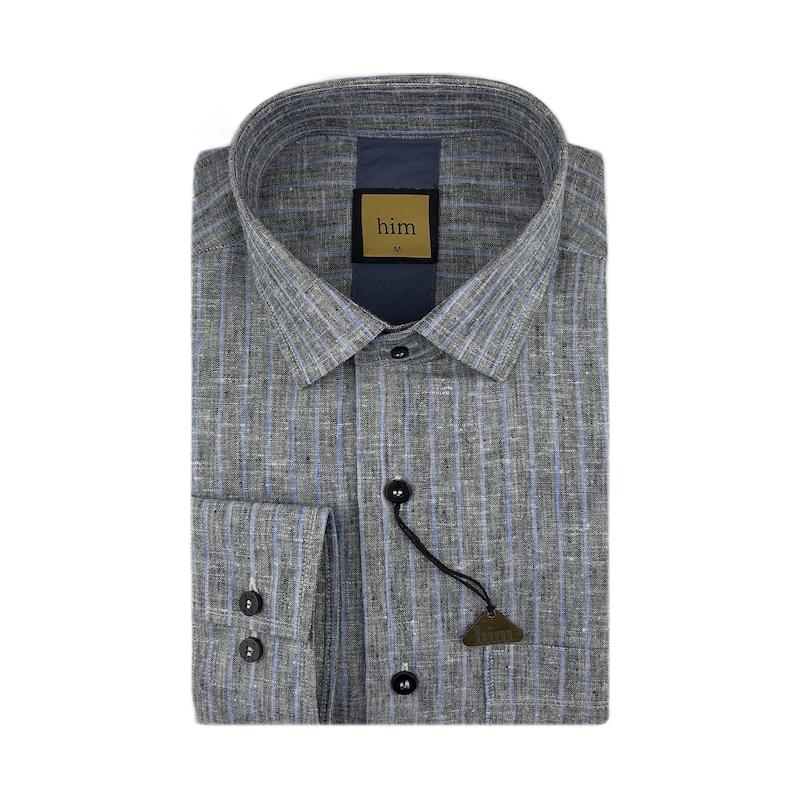 پیراهن مردانه طوسی راه آبی