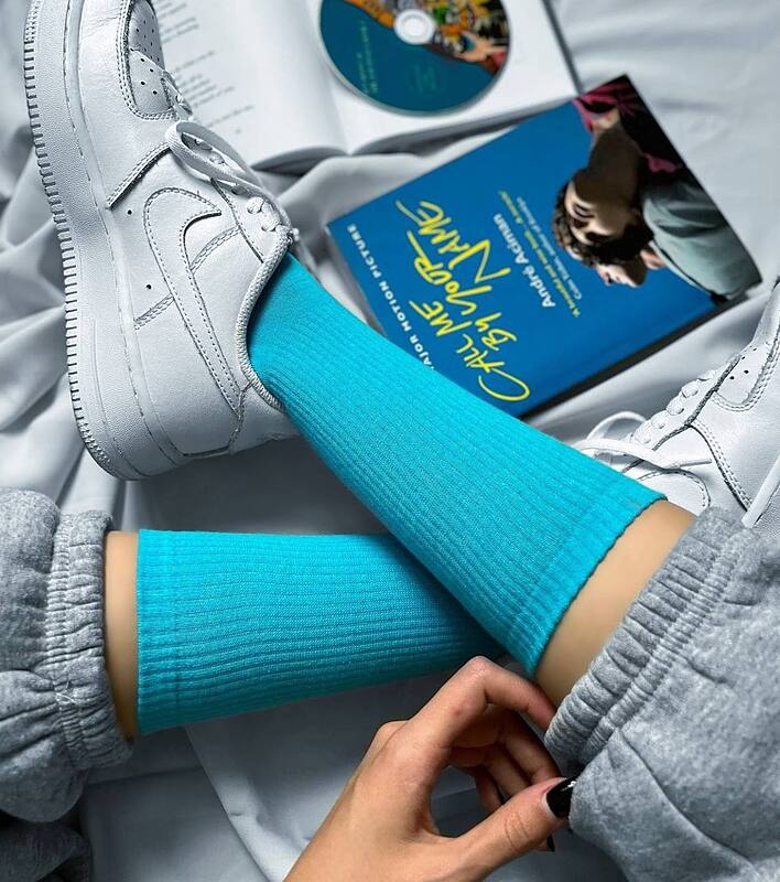 جوراب انگلیسی آبی فیروزه ای