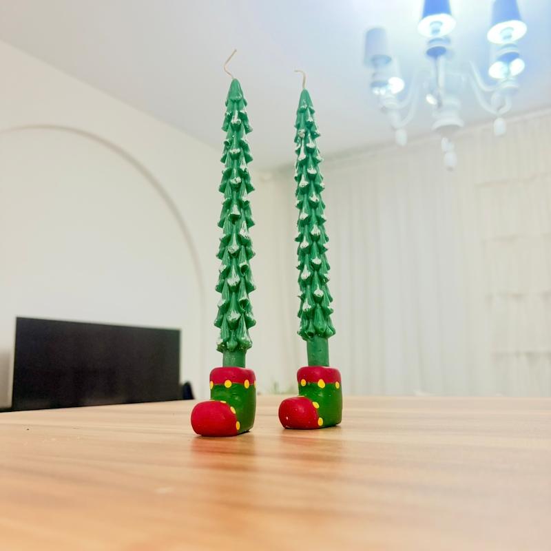 شمع کاج و چکمه کریسمسی