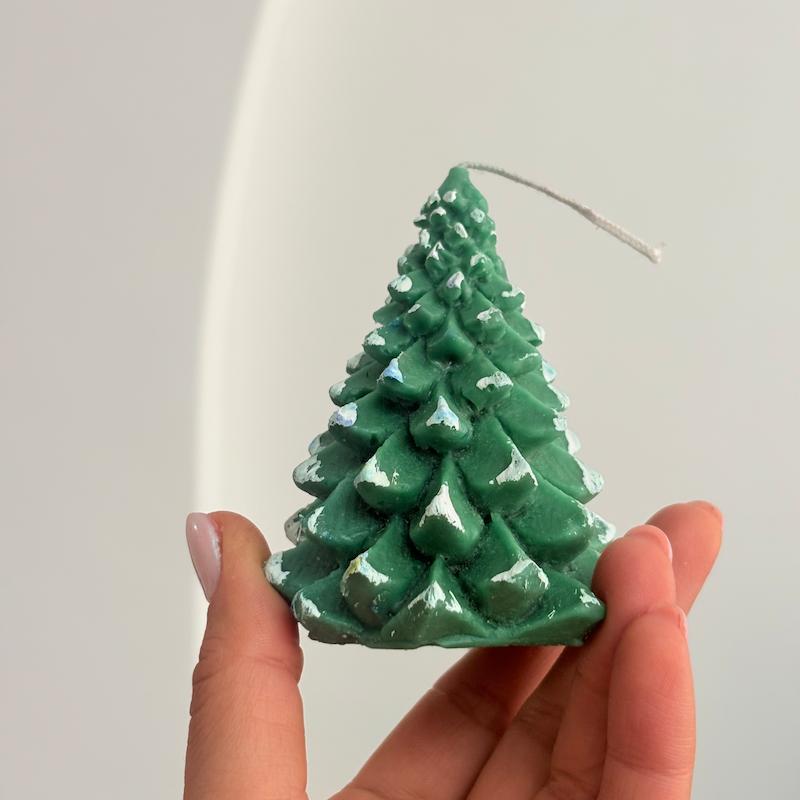 شمع کاج کریسمسی برفی