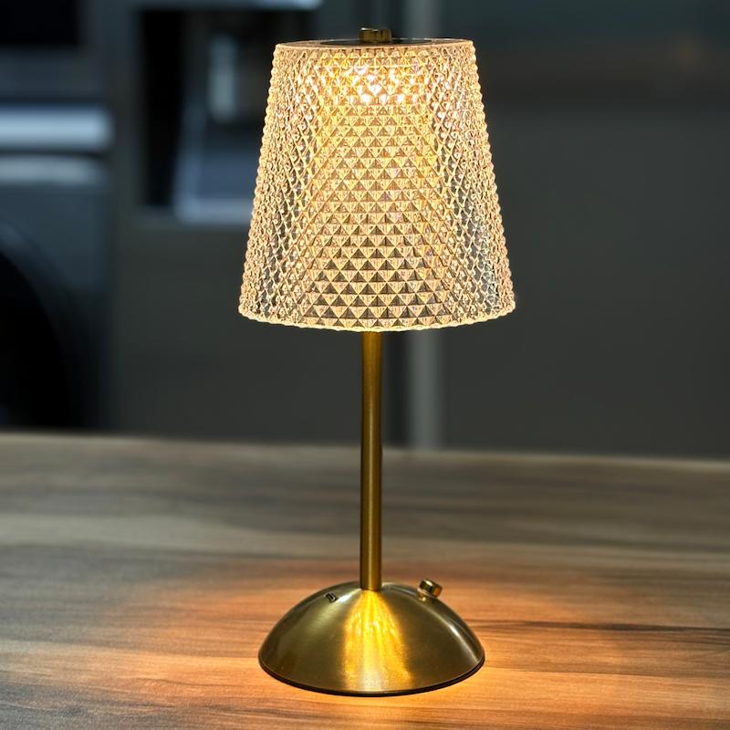 چراغ خواب رومیزی شارژی شیددار کریستالی