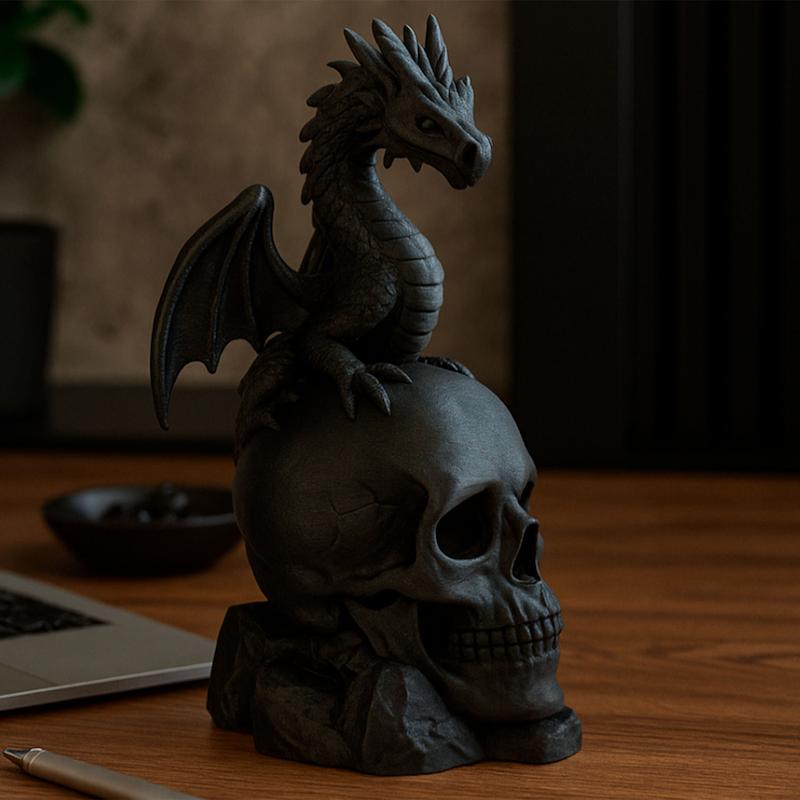 دکوری فانتزی اژدها روی جمجمه