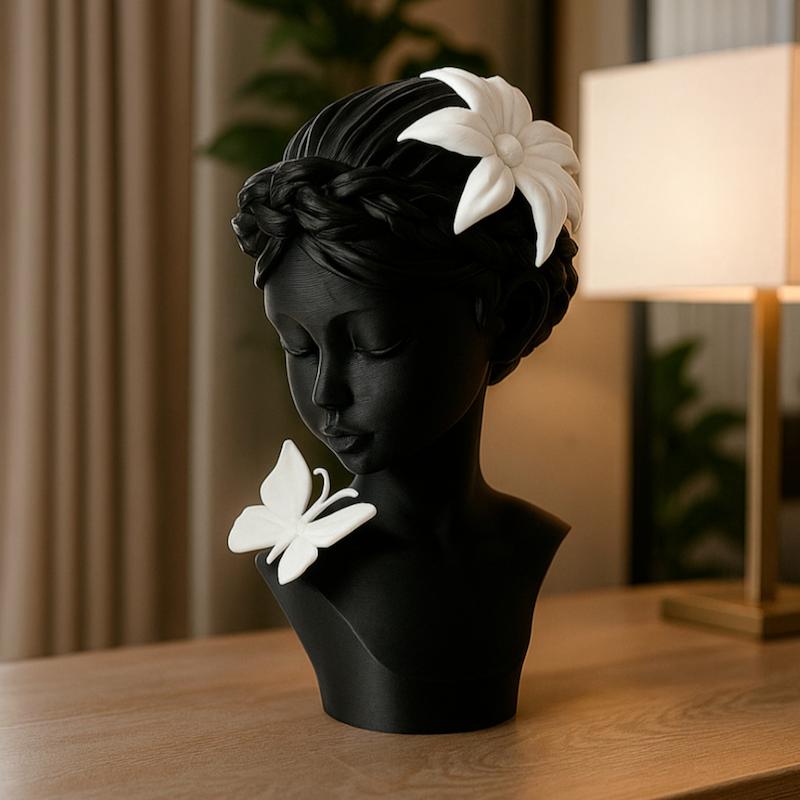 مجسمه نیم تنه شکوفه و پروانه