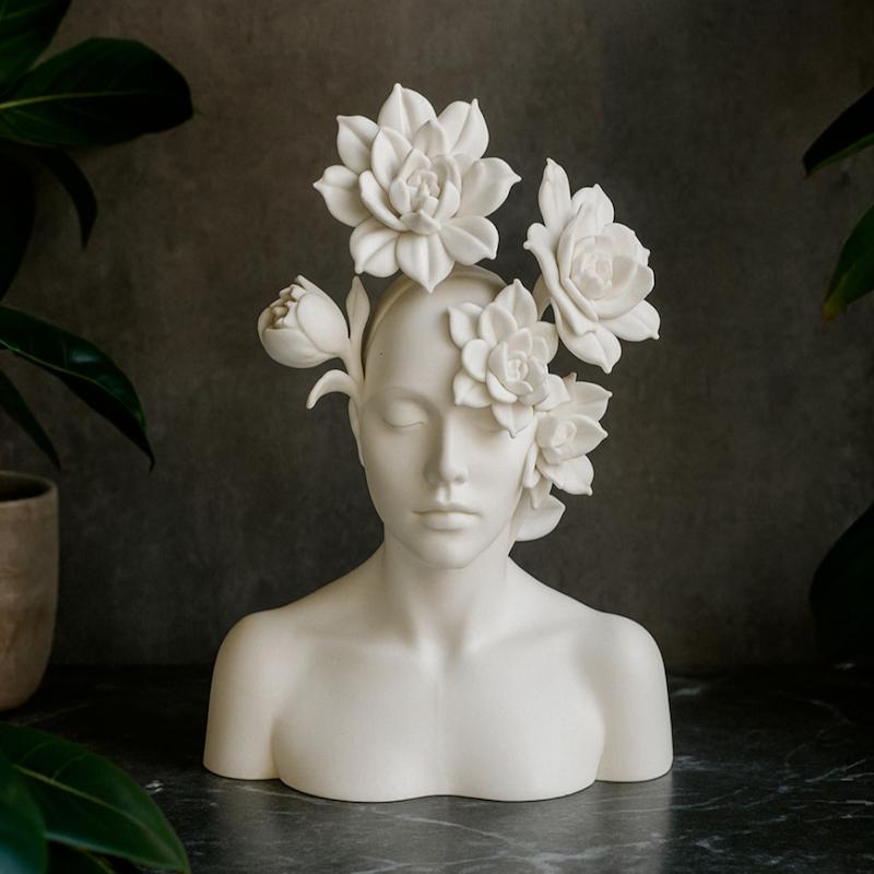 مجسمه فانتزی نیم تنه سرگل