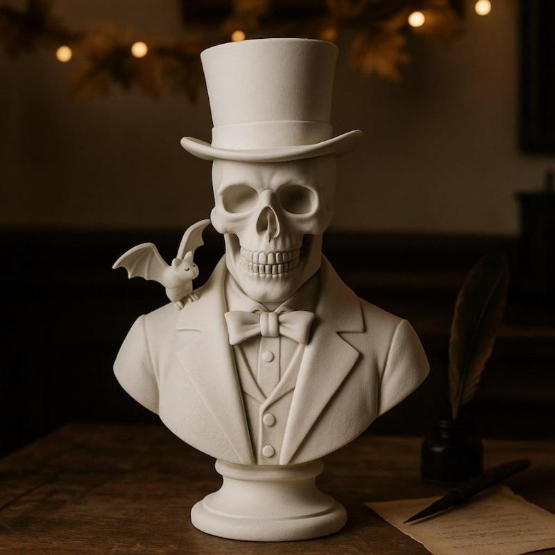 مجسمه دکوری نیم تنه جمجمه جنتلمن