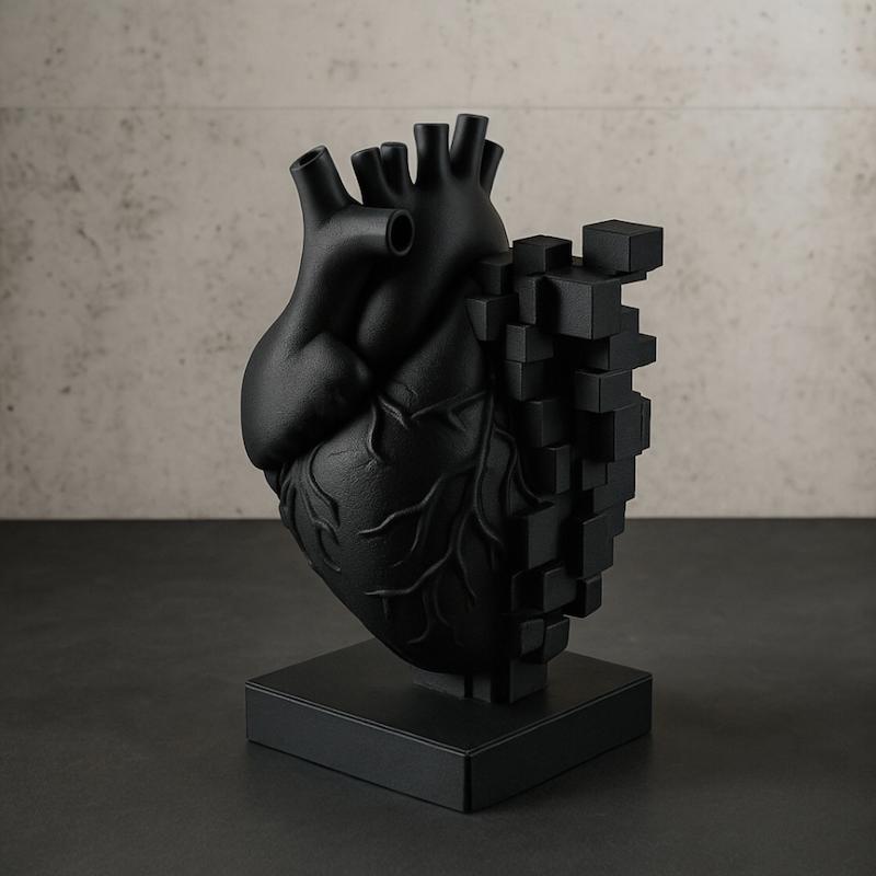 مجسمه دکوری قلب پیکسلی