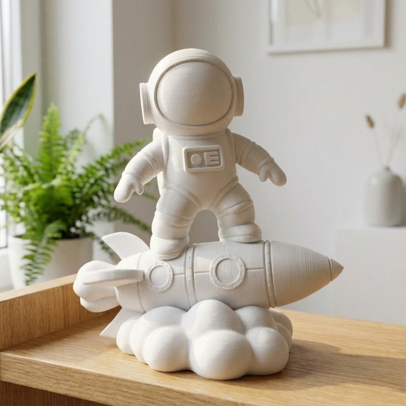 مجسمه دکوری فضانورد روی موشک