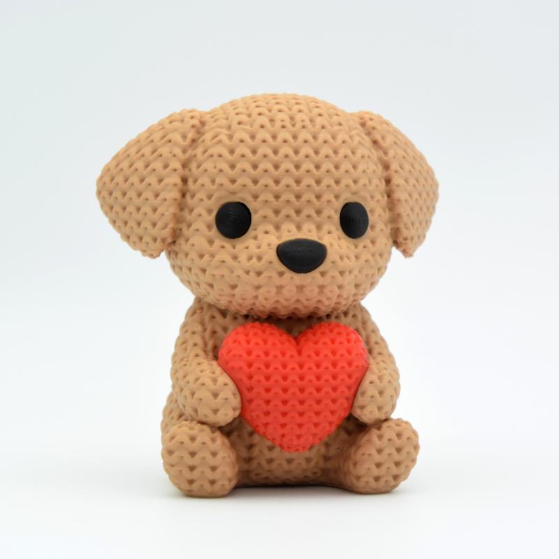مجسمه دکوری سگ بافتنی با قلب
