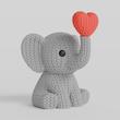 مجسمه دکوری فیل بافتنی با قلب