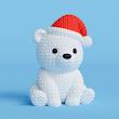 مجسمه دکوری خرس قطبی بافتنی با کلاه بابانوئل