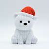 مجسمه دکوری خرس قطبی بافتنی با کلاه بابانوئل