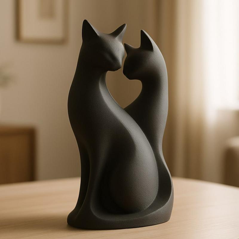 مجسمه دکوری دو گربه