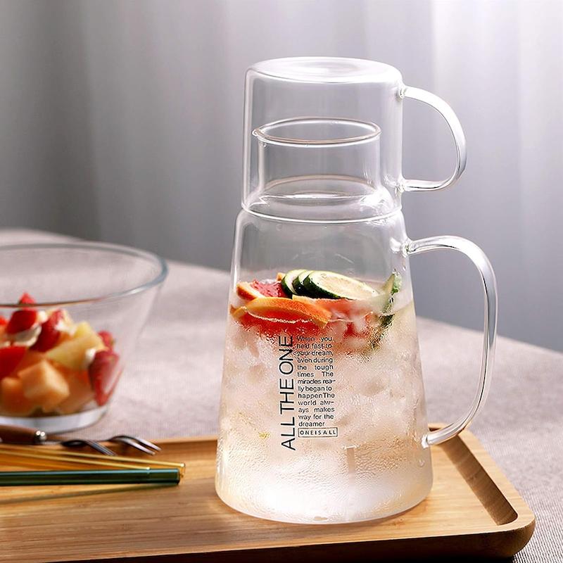 پارچ و لیوان شیشه‌ای شفاف ۱۸۰۰ میلی‌لیتری