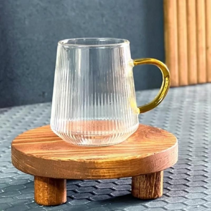 لیوان تکی شیاردار دسته عسلی 