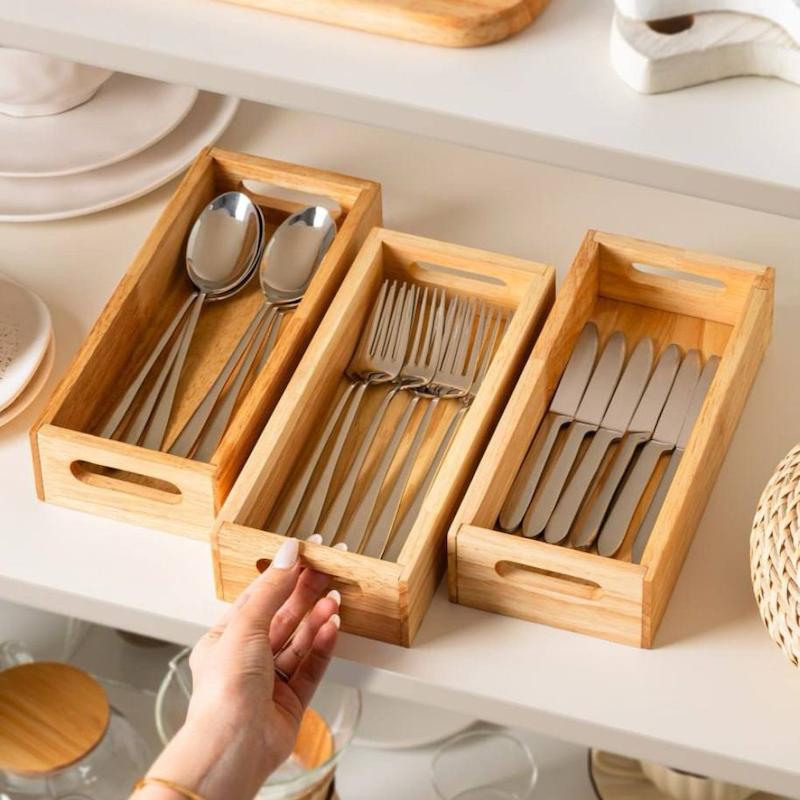 جا قاشقی چوبی رابر مینیمال | Bamboo Cutlery Organizer