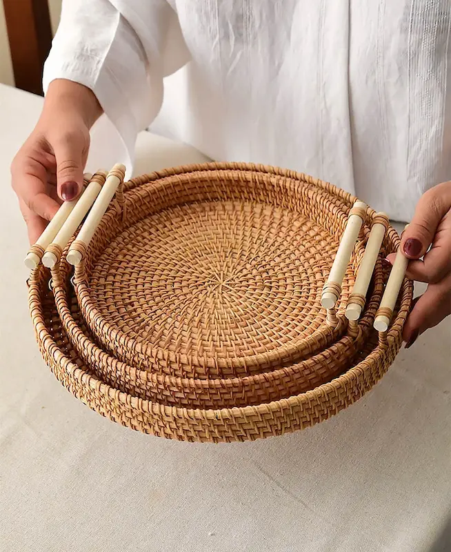 ست سه عددی سینی حصیری راتان A1