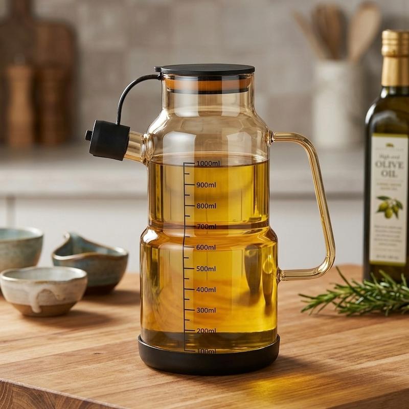روغن ریز پیرکس استوانه با درب سیلیکونی