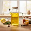 بطری روغن‌ریز پیرکس مربعی درب بامبو کد A82