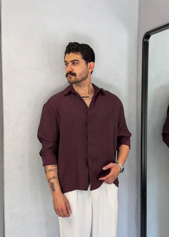 پیراهن راه راه کد 1025 زرشکی