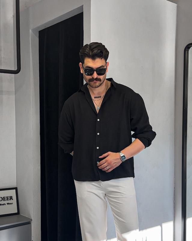 پیراهن لینن کد 86 مشکی