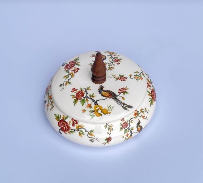 شکلات خوری سرامیکی طرح پرنده با دست چوبی 