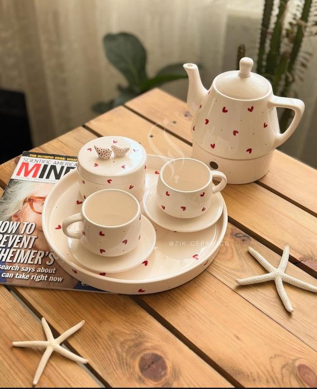 ست چایی خوری سرامیکی طرح قلب