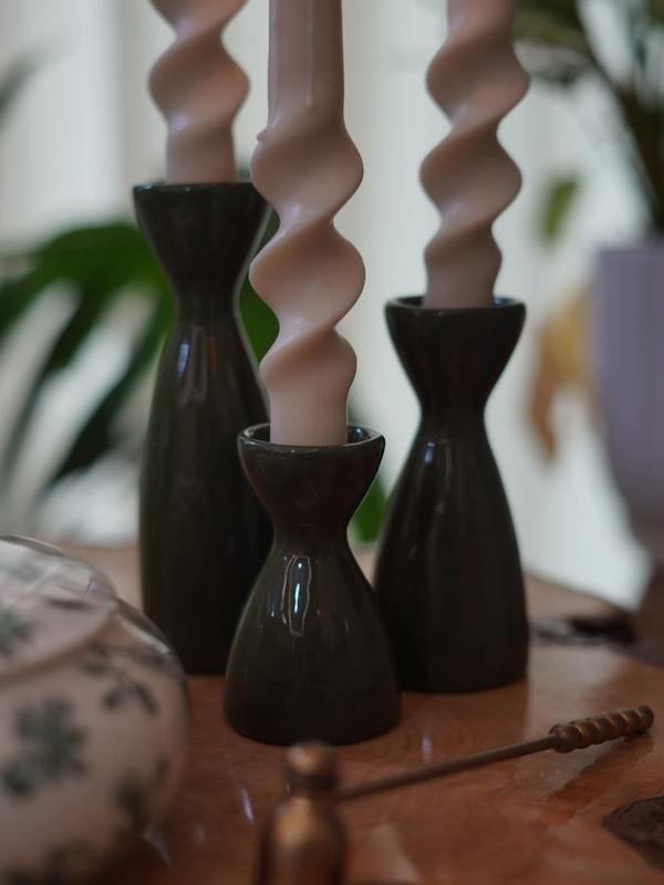 ست جاشمعی دکوری سرامیکی رنگ سبز