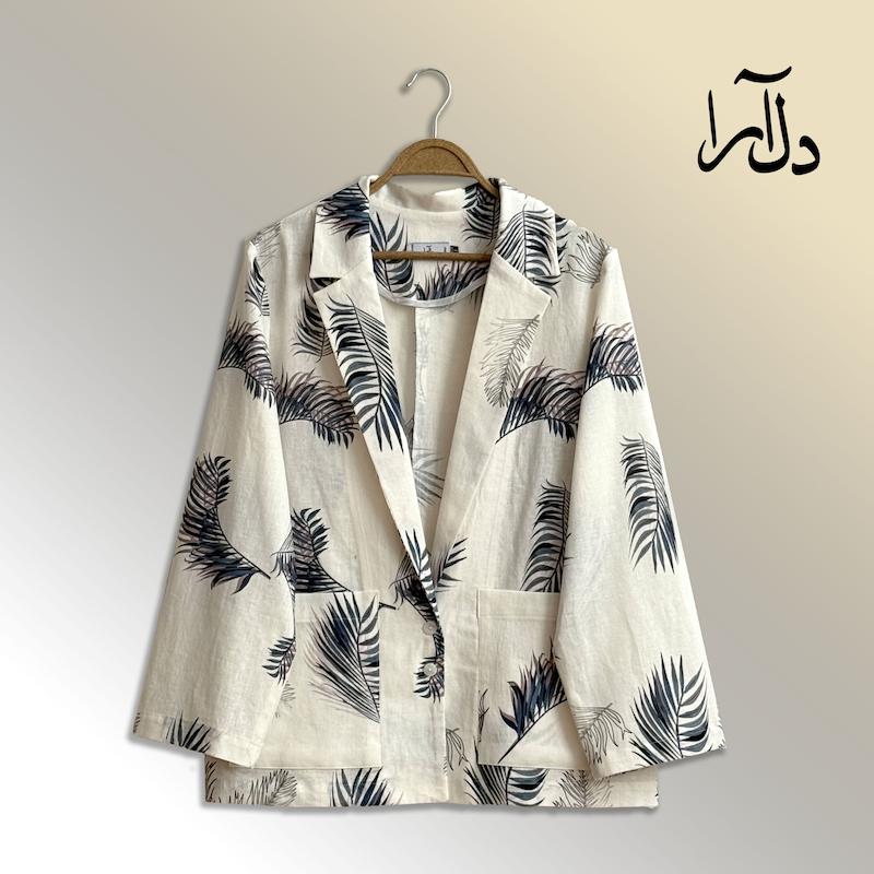کت لینن طرح دار