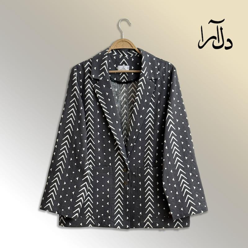 کت لینن طرح دار
