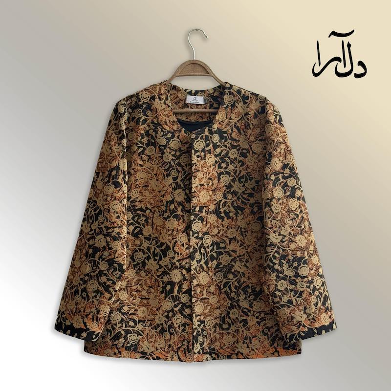 کت کتان چاپی و مخمل کوبی 