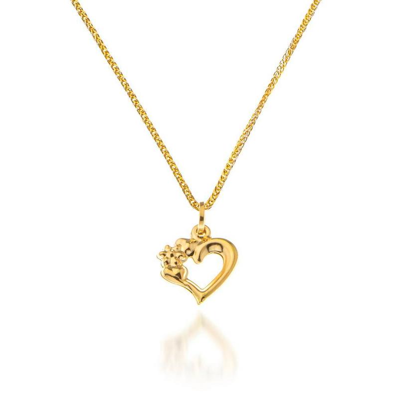 پلاک طلا  قلب گل