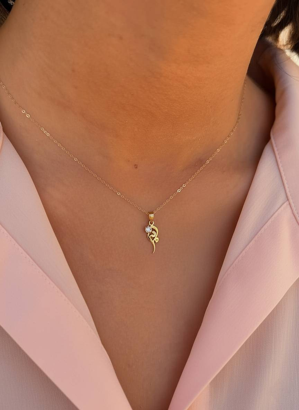 پلاک طلا مادر با نگین سولیتر