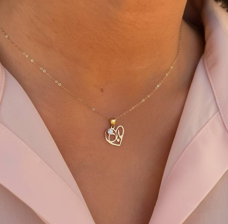 پلاک طلا مامان با نگین سولیتر