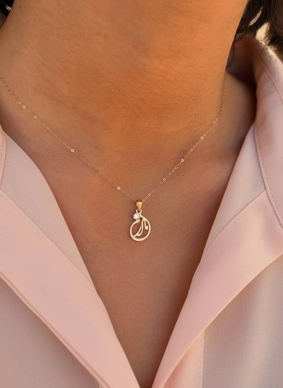 پلاک طلا مادر با نگین سولیتر