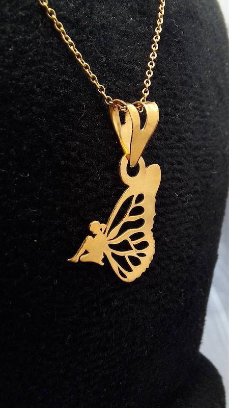 پلاک طلا 18عیار طرح دخترپروانه ای