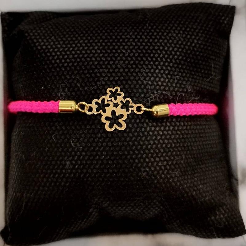 دستبند طلا 18 عیار با طرح گل 