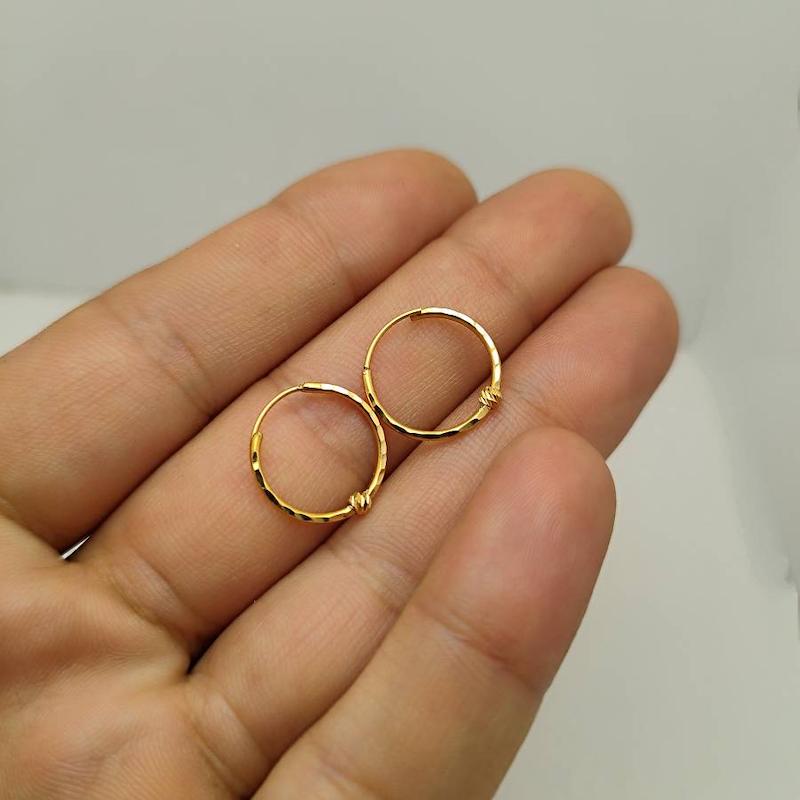 گوشواره طلا حلقه ای تک گوی | طلا ۱۸ عیار