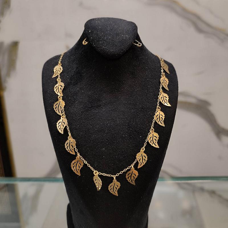 گردنی طلا طرح برگ بدون اجرت 