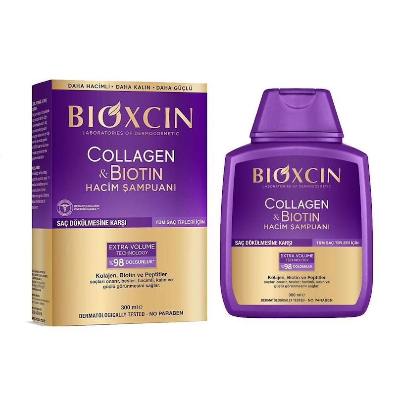 شامپو گیاهی حجم دهنده و ضد ریزش مو بیوکسین BIOXCIN مدل Collagen & Biotin(300 میل)