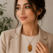 ⚜️آویز چشم ببر طبیعی با گیره استیل ممتاز⚜️